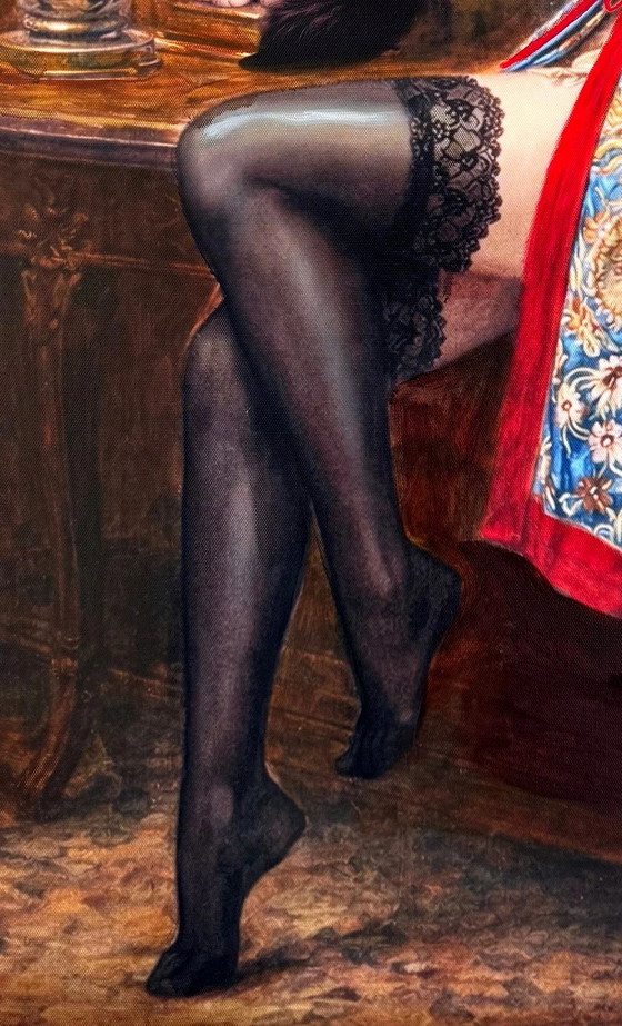 Max-Daniel – Alcove in Black Stockings – Unique Mixed-Media Work – 60x90 cm – Wall decoration, Postmodern (photo 3 of 5)