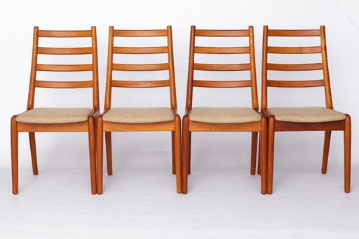 Set of 4 JK Møbler Teak Chairs – 1970s Danish Design, Vintage Dining Chairs, Original Upholstery, Mid-Century Modern
