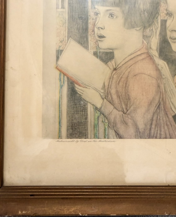 Jan Toorop 1858-1928 / Originele Lithografie - Het Offer 1927 – Litho's & Zeefdrukken, Paper, Wood (photo 3 of 10)