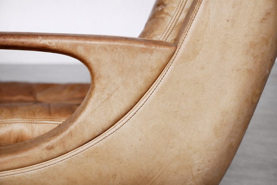 Image 1 of Vintage Mid-Century German Modern Leather Swivel Chairs by Carl Straub, 1950s, Set of 2