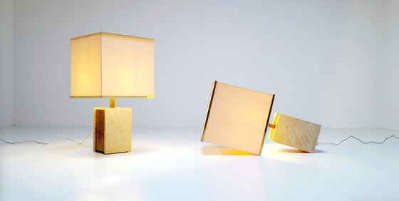 Image 1 of Couple travertine lamps, 1970's