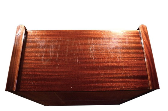 Mahoniehouten vitrinekast of barkast, jaren 70, B92 x D46,5 x H123,5 cm – Vitrinekasten, Glass, Wood (photo 3 of 17)