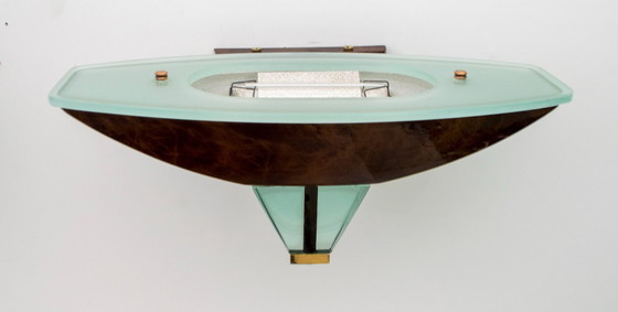 Image 1 of Dopo Fontana Arte Coppia di moderne lampade italiane in vetro e ottone, anni '80