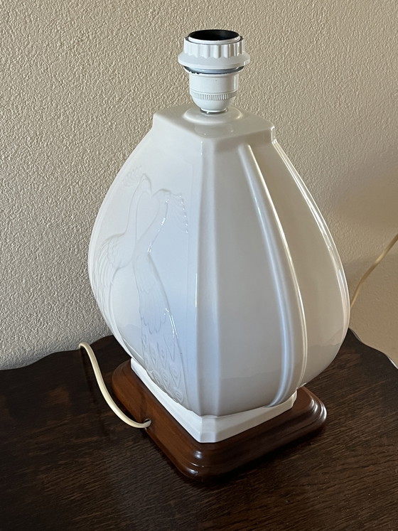 Image 1 of Vintage lampvoet met pauwen