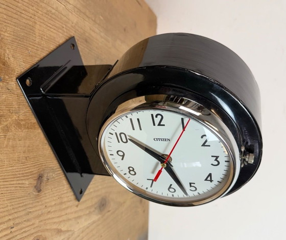 Image 1 of Vintage zwarte Citizen dubbelzijdige scheepswandklok, jaren 80