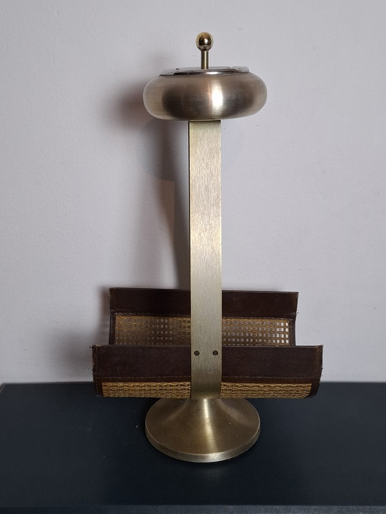 Image 1 of 1960s ashtray in Vienna straw and metal.