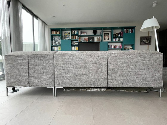 L-vormige bank met chaise longue, bruin/wit/grijs, Design on Stock, Hoekbanken, Textiel, Metaal, Modern (foto 5 van 5)