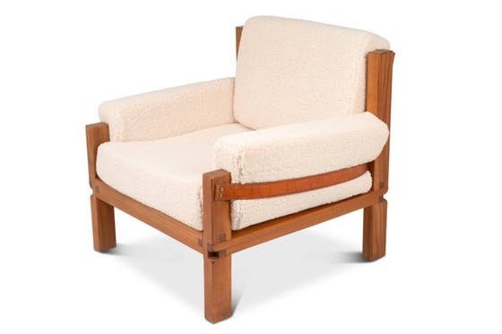 Image 1 of Pierre Chapo. Paar armstoelen van iepenhout. 1970s.