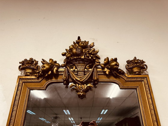 Large Antique Golden Baroque Mirror with Crest – Glass (photo 6 of 14)