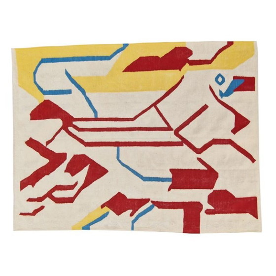 Willem De Kooning Privileged geïnspireerd handgeweven wollen wandtapijt | Textielkunst (98 × 68 inch) (photo 4 of 10)