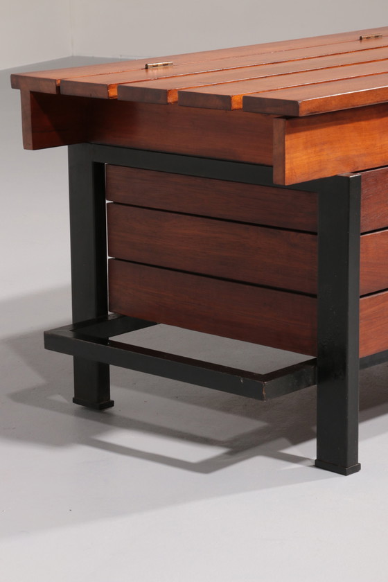 Image 1 of Vintage Wooden Bench with Storage Italiaans 1960