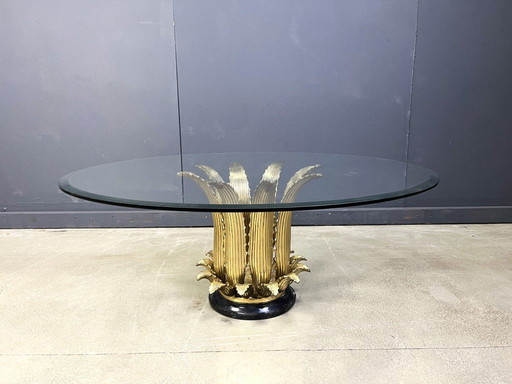 Italienischer Couchtisch mit Messingblatt und Marmor, 1970er Jahre