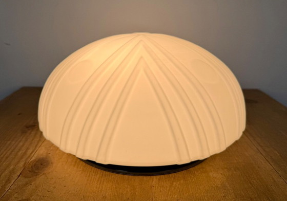 Lampada da Parete o Plafoniera Vintage in Vetro Latte, Anni '70, Plafoniere, Metallo, Bianco (foto 7 di 14)