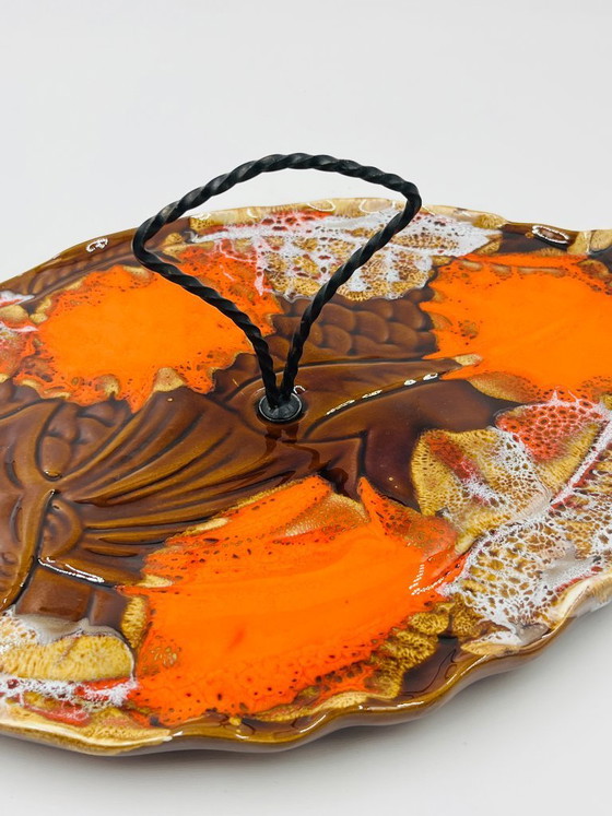 Image 1 of Piatto da pesce vintage in ceramica Vallauris, arancione