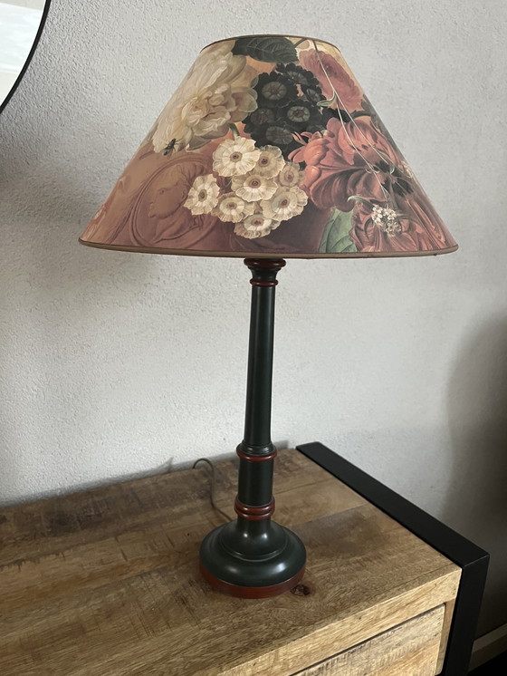 Image 1 of Prachtige vintage grote en zware Engelse tafellamp in groen/rood