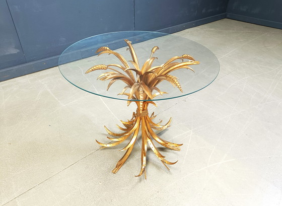 Image 1 of Vintage gilt metal sheaf of wheat coco chanel coffee table, 1960s