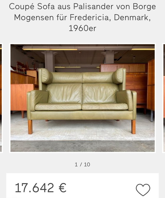 Sofá Børge Mogensen - Modelo Coupé 2292 – Fredericia, Sofás de 2 plazas, Leather, Wood (photo 9 of 9)