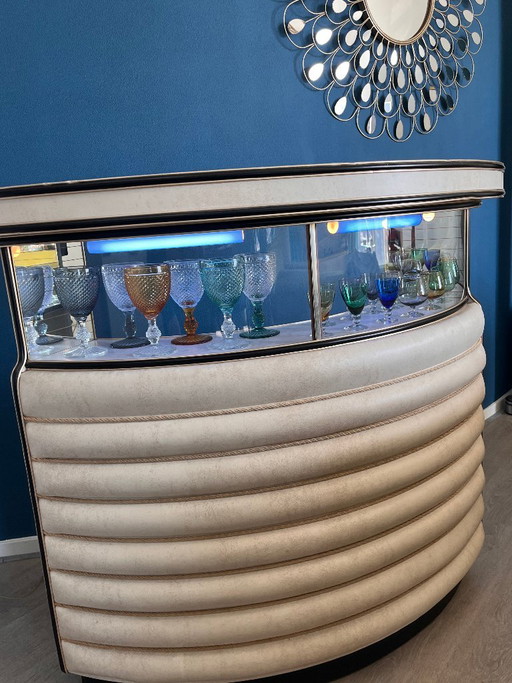 Vintage cocktailbarboot gebouwd – drankenkasten, Skai, Glass (photo 2 of 6)