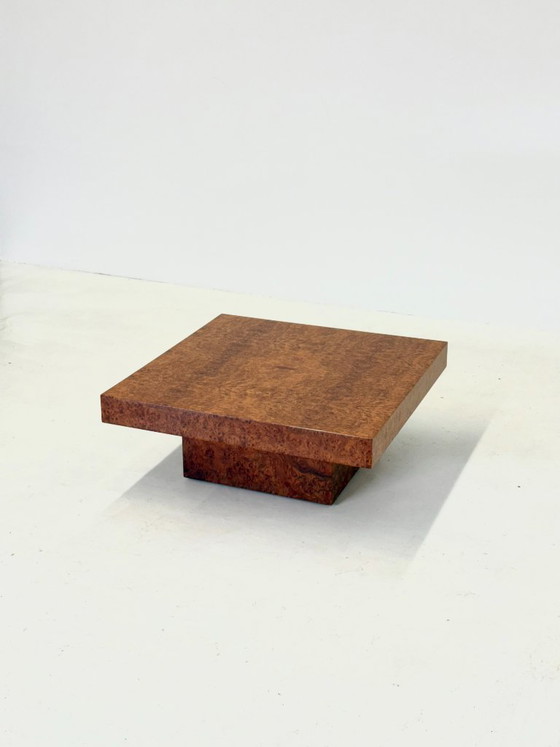 Image 1 of Square coffee table by Fratelli Turri with burl wood