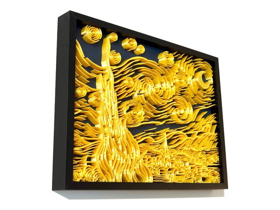 Starry Night Reimagined — Sculpturaal Reliëf (S) – Studio Mihai Enescu, Wanddecoratie, Plastic (photo 4 of 14)