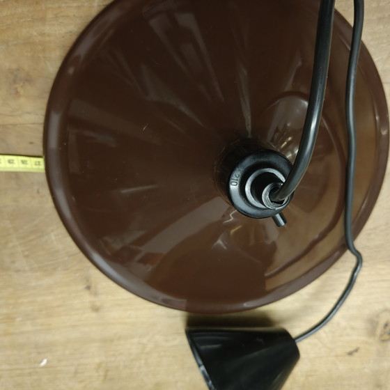 Image 1 of Lampada a sospensione in smalto marrone in stile danese degli anni '70