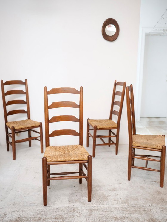 Image 1 of 4 timeless wooden and straw chairs