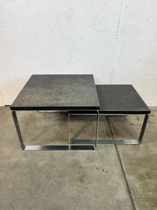 Set of Vintage Coffee Tables, Slate, Peter Draenert, Belgium, 1970s