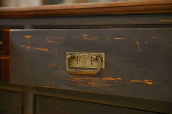 Schieferfarbenes Sideboard 1960er Jahre – Aufbewahrungsschrank, Holz, Vintage (photo 11 of 12)