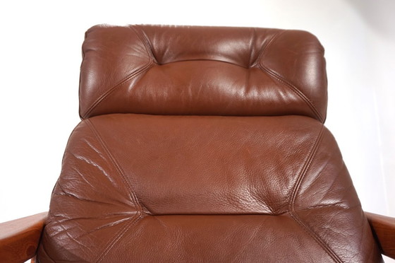 Image 1 of EMC teakhouten leren fauteuil, 1960