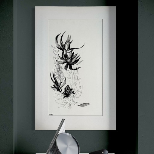 Eugene Eechaut (1928-2019) - Floral ink composition - 1970, signed