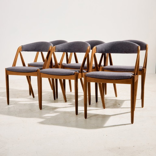 MK11114 Eiken model 31 eetkamerstoel van Kai Kristiansen voor Schou Andersen, set van 6