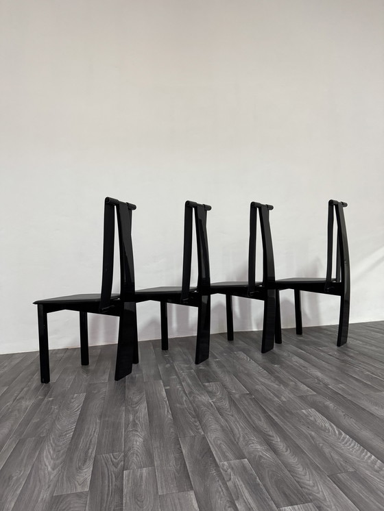 Image 1 of Set 4 Sedie Da Pranzo Postmoderne Design Anni ‘80 Modernariato