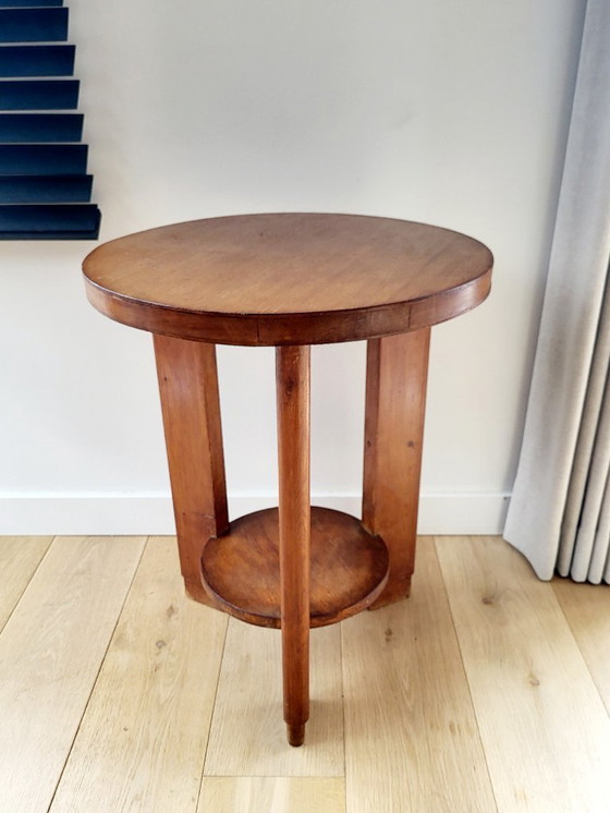 Image 1 of Mesa auxiliar ovalada de madera Art Déco o mesa para plantas