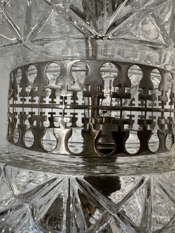 Image 1 of 60's Chroom Glazen Kroonluchter