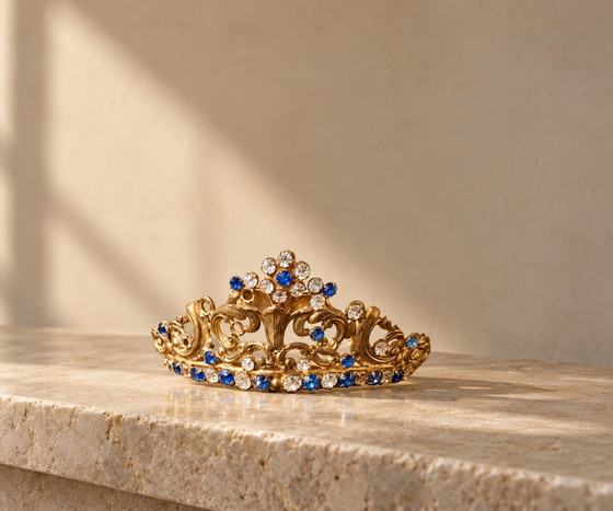 Antigua Tiara Corona Francesa para Estatua Religiosa, Latón Dorado y Cristal, c.1900 – Objetos decorativos (photo 8 of 8)