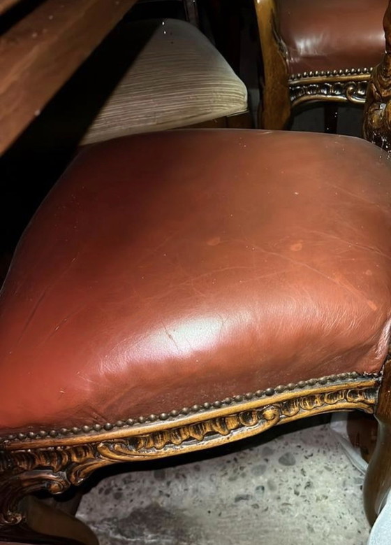Image 1 of 4 Barok Eetkamer Stoelen Leder