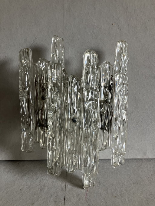 Vintage ice glass wall lamp of acrylic 3 panels