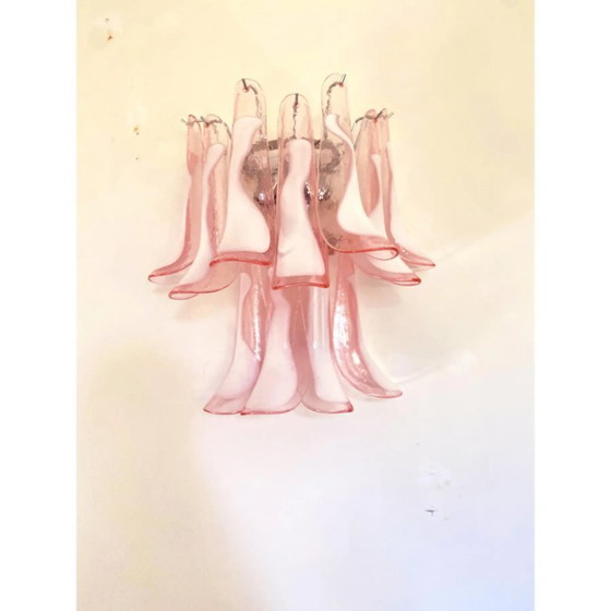 Image 1 of Coppia di applique da parete Selle in vetro di Murano rosa cipria