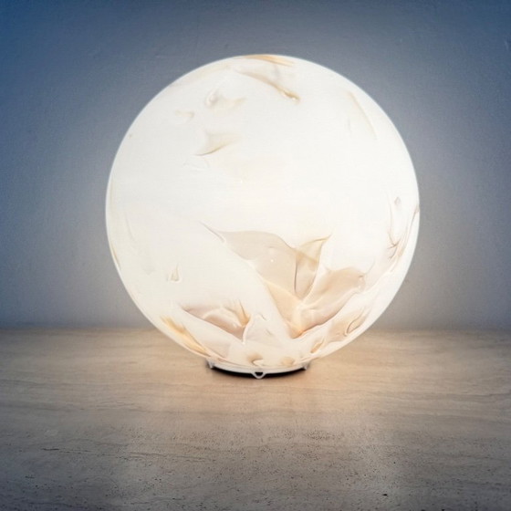 Image 1 of Vintage glass table lamp marble decor , 1970s 