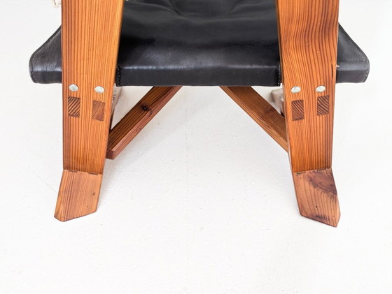Image 1 of Sculptural Pine Lounge Chair with Table in the Style of Pierre Chapo, France, 1970s