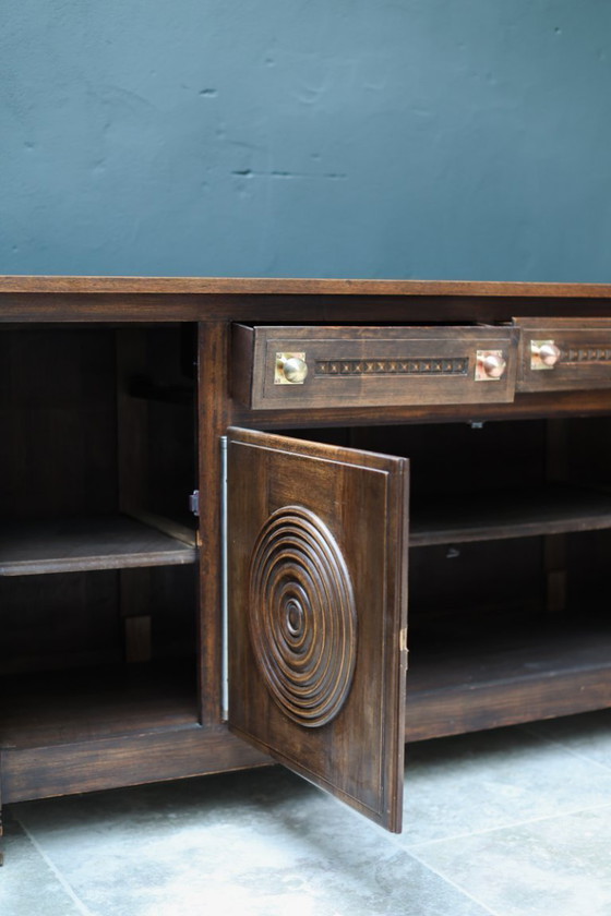 Image 1 of Charles Dudouyt Oak Credenza - 1950s French Mid-Century Modern Furniture
