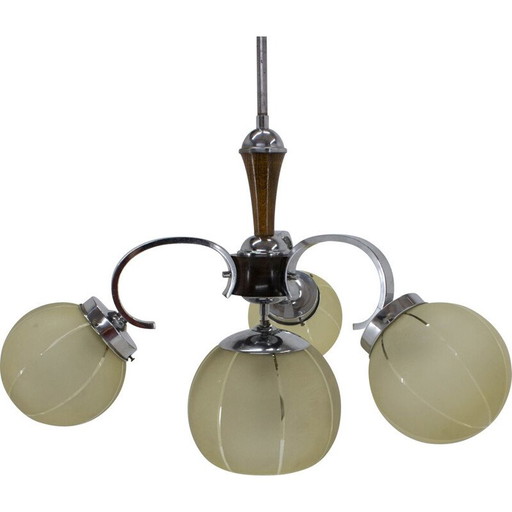 Lampadario cromato Art Déco vintage, 1940