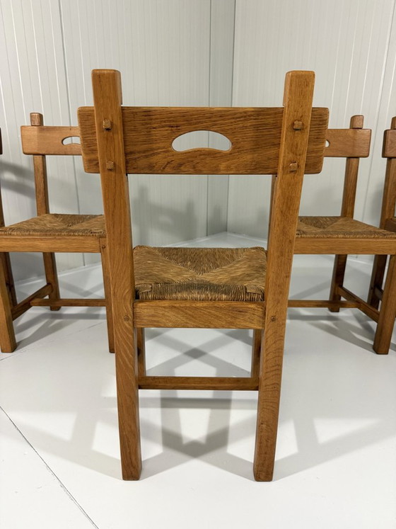 6 X Rustieke Blonde Eiken Eetkamerstoelen 1960's – Wicker (photo 9 of 22)