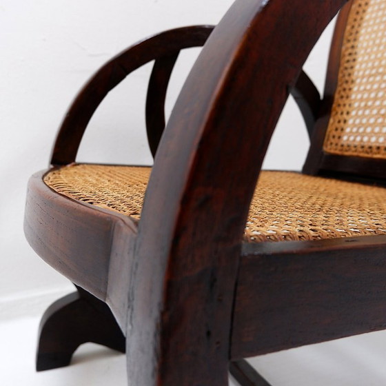 Image 1 of Art Deco armchairs in wood, with caned seat and back, circa 1930