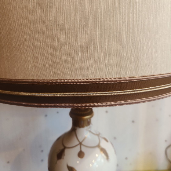 Image 1 of Giulia Mangani porcelain lamp chinoiserie decor with flowers, 1950's ca, Italian
