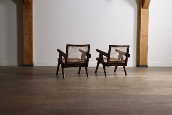 Fauteuils de salon Pierre Jeanneret PJ-SI-29-A en teck et rotin, années 1950 – Wood, Vintage (photo 8 of 16)
