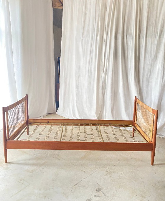 Letto danese in teak di Peter Hvidt e Orla Mølgaard per Soborg Møbler – Søborg Møbler, Letti, Metallo, Rattan (photo 2 of 18)