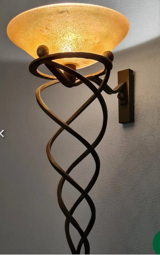 Image 1 of Coppia di applicazioni Terzani « Antinea » – ferro forgiato e vetro di Murano – Jean-François Crochet