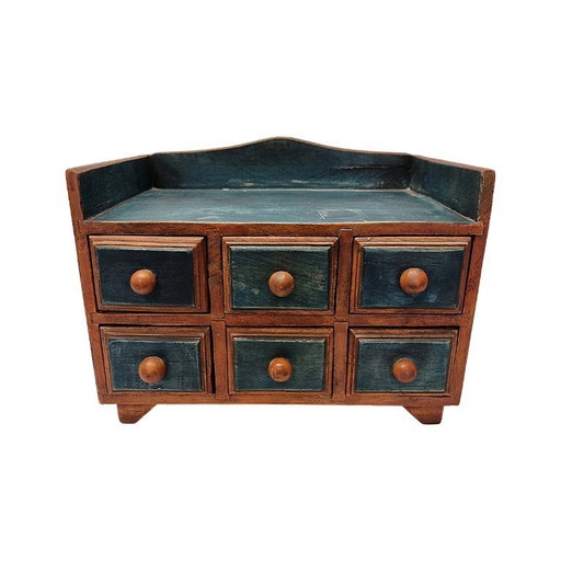 Wooden jewelry miniature chest of drawers, 2nd half 20th century