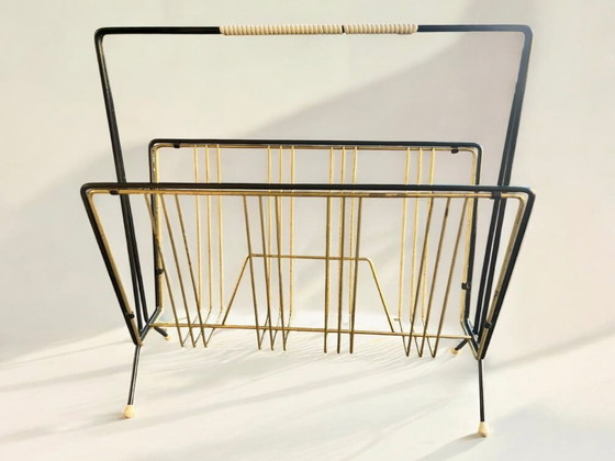 Image 1 of Filigree Mid - Century brass magazine rack 1950-1960s